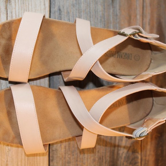 DREAM PAIRS Nude Elastic Ankle Strap Open Toe Platform Wedge Sandals 11 EUC - Picture 6 of 9